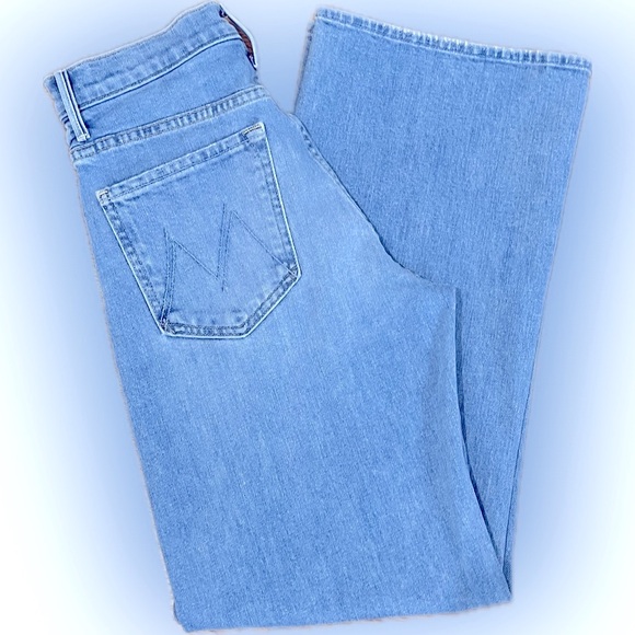 MOTHER Light Blue Wide Leg Flare Jeans - Picture 6 of 10